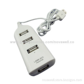 4-port USB2.0 Hub, Comes with Long Cable of 80cm Length, Plug-and-play Function